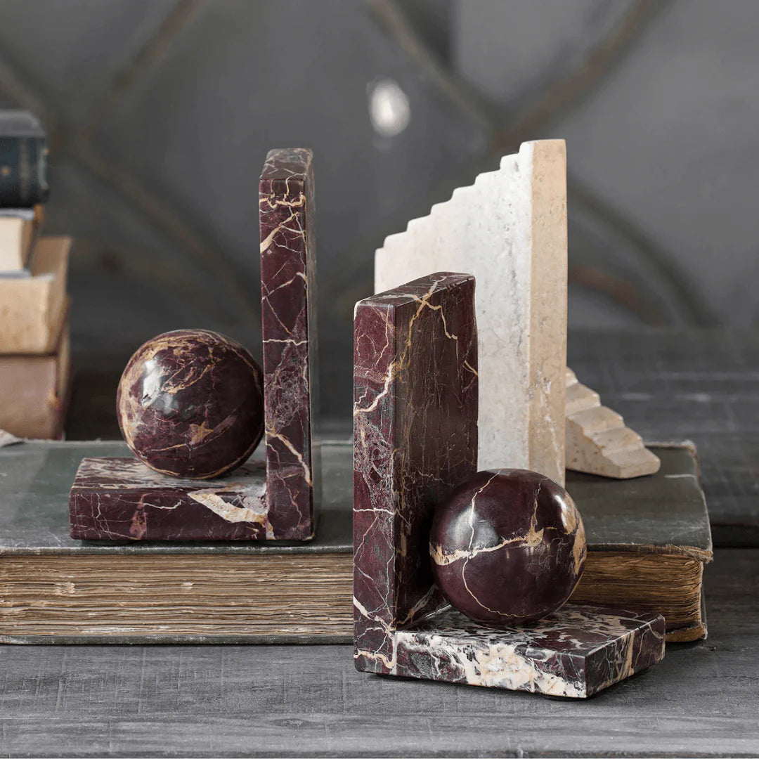 Plum Marble Book Ends (Pair)