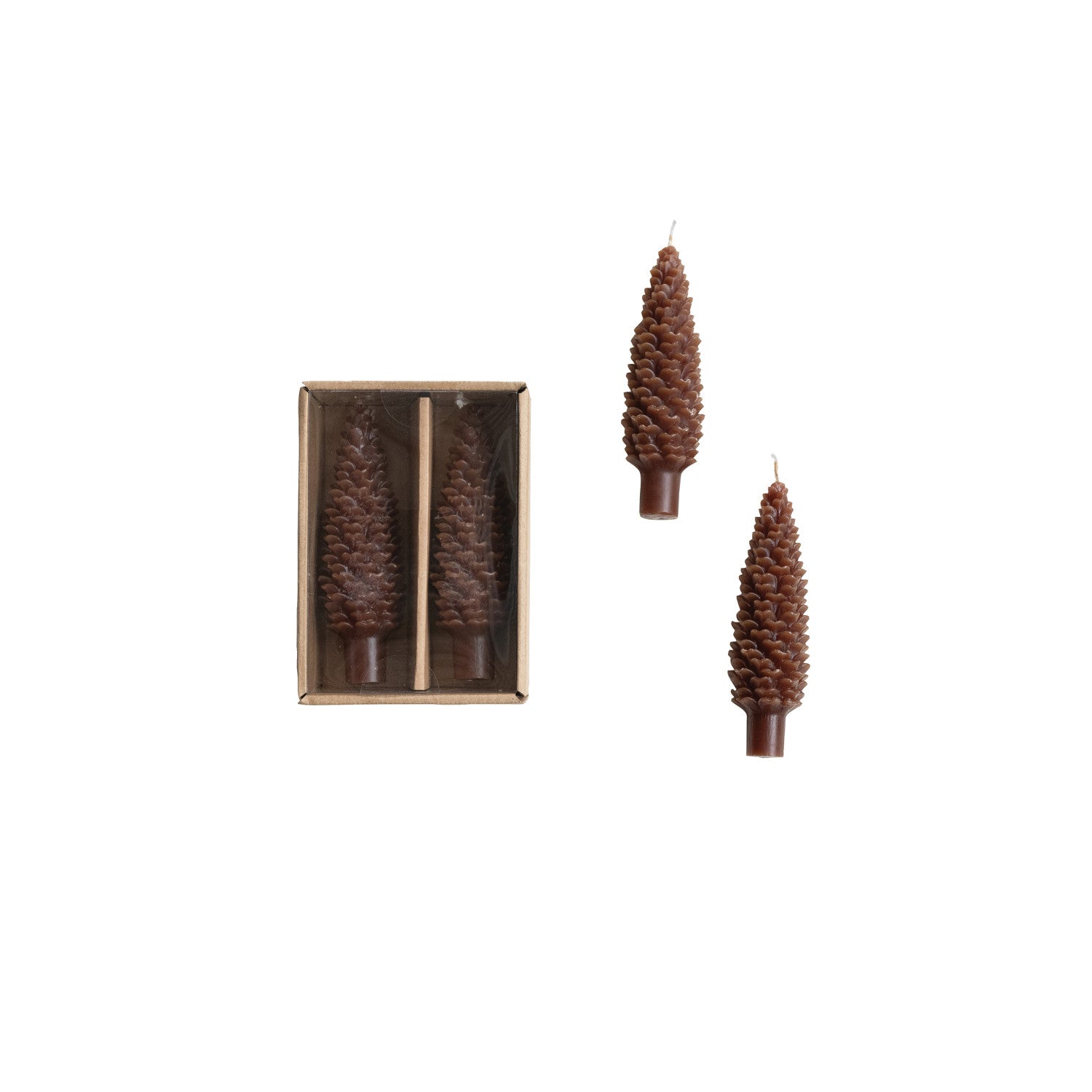 Pinecone Taper Candles Pair