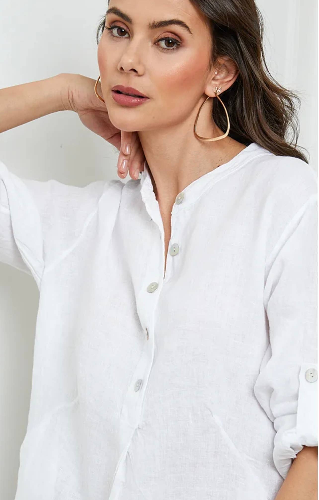 linen blouse with 3/4 sleeves