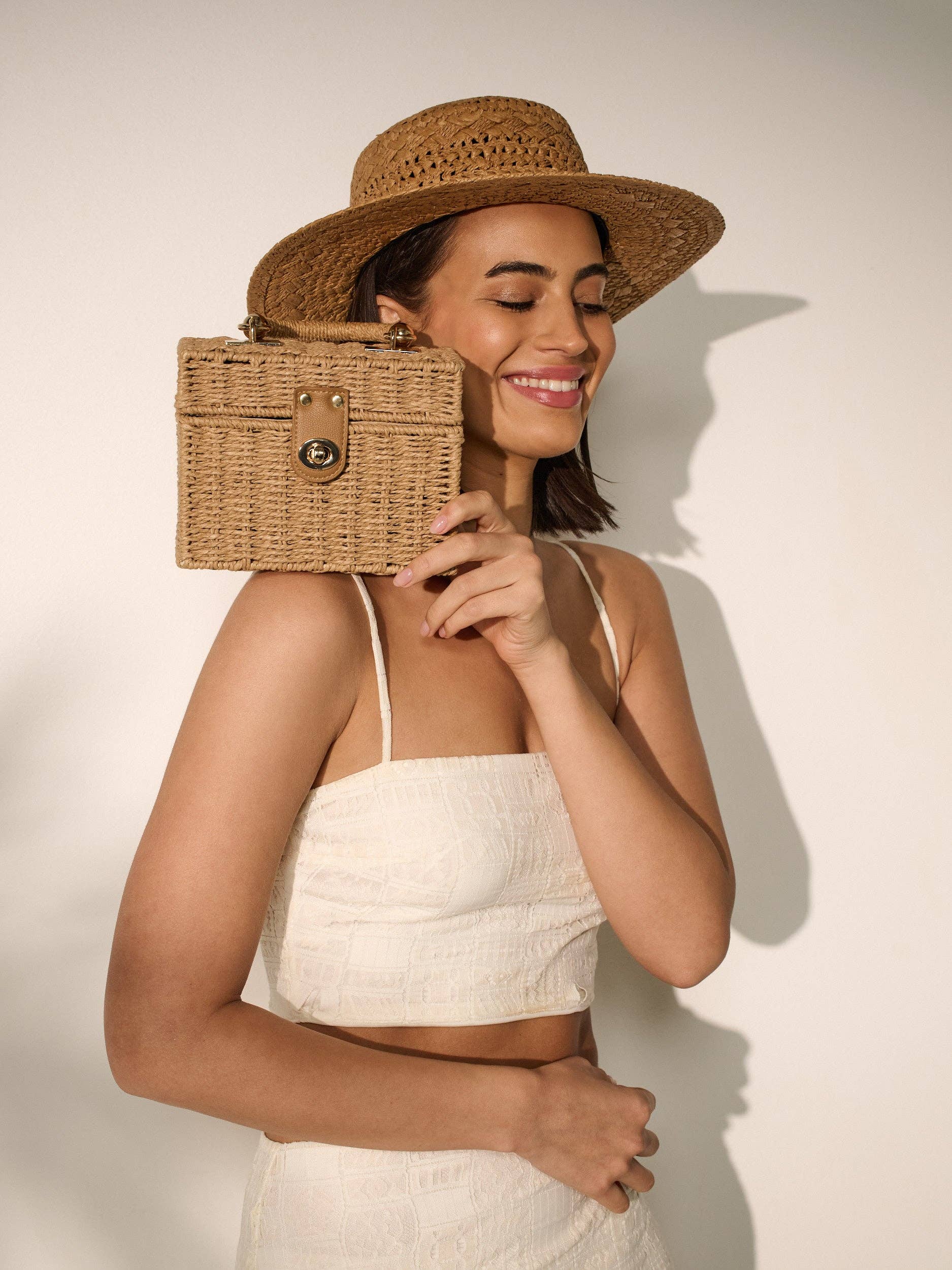 Rattan Box Crossbody Bag
