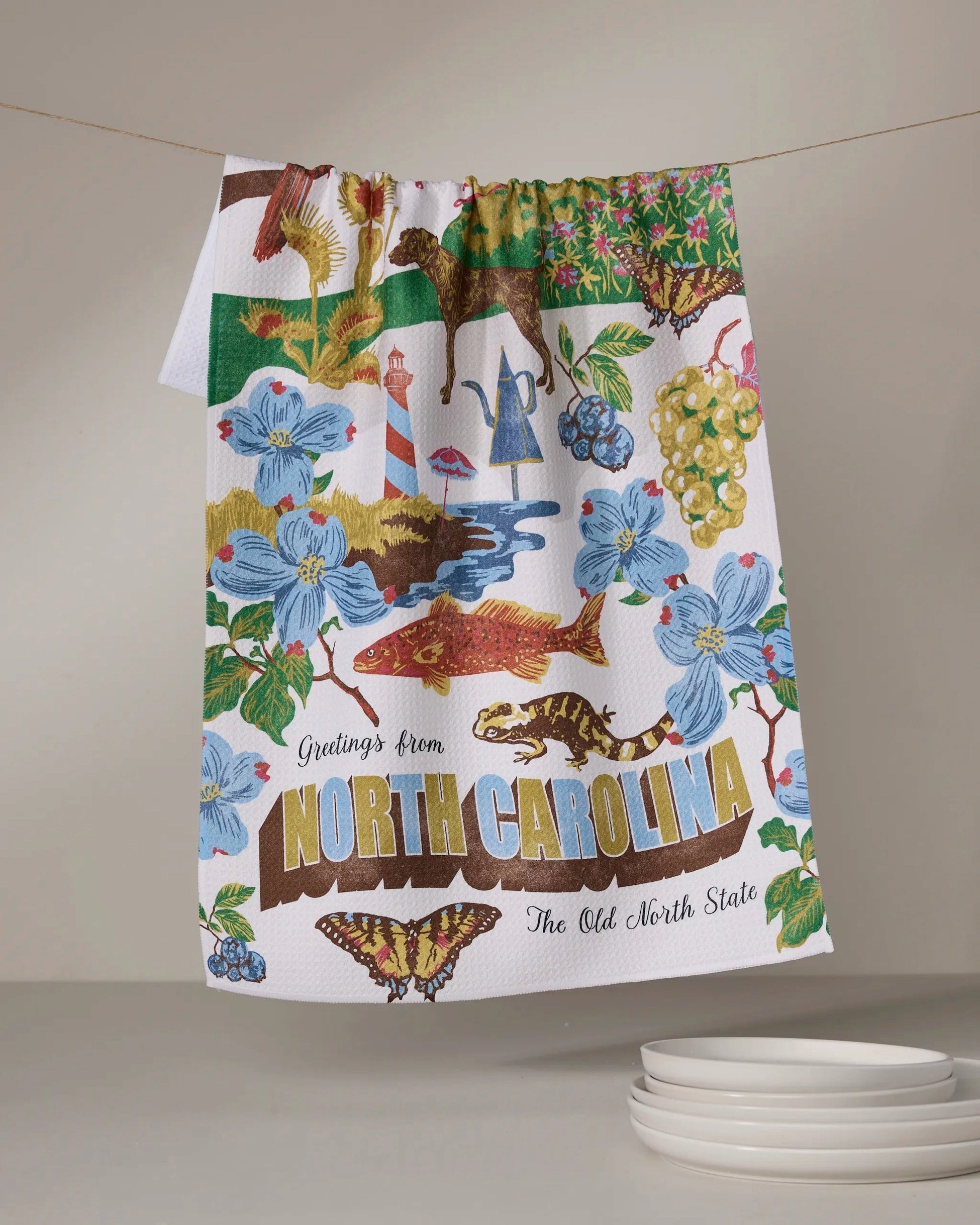 Greetings from NC Tea Towel