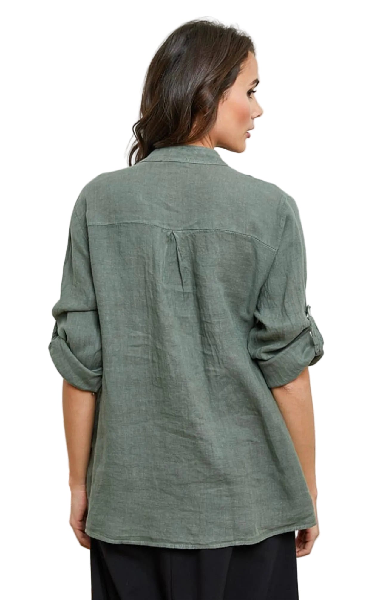 linen blouse with 3/4 sleeves