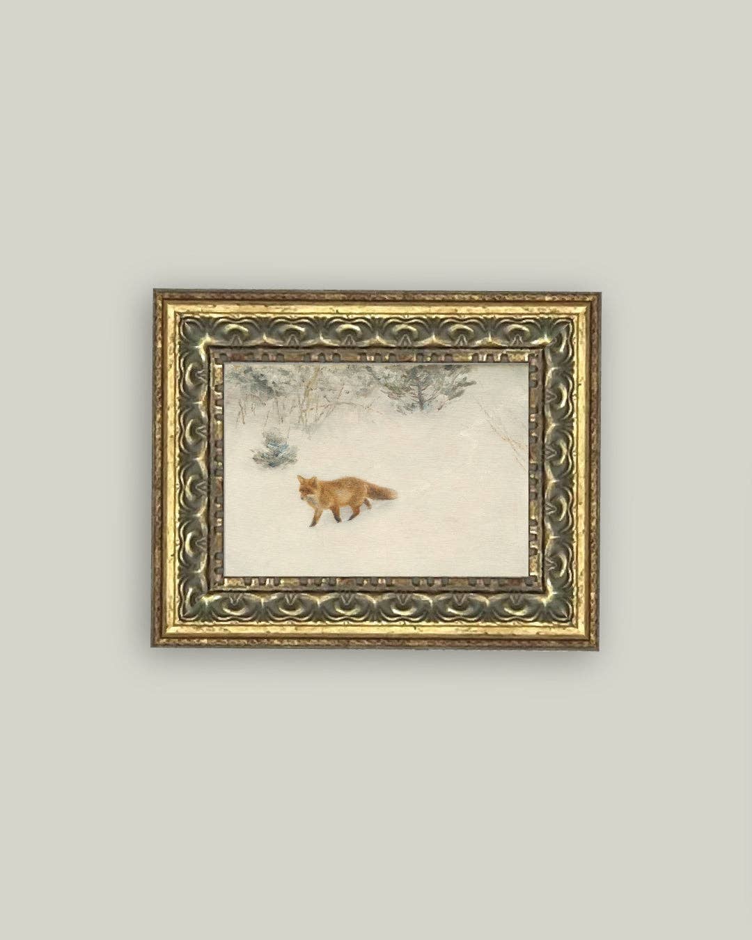 Fox In Winter Framed Antique Art