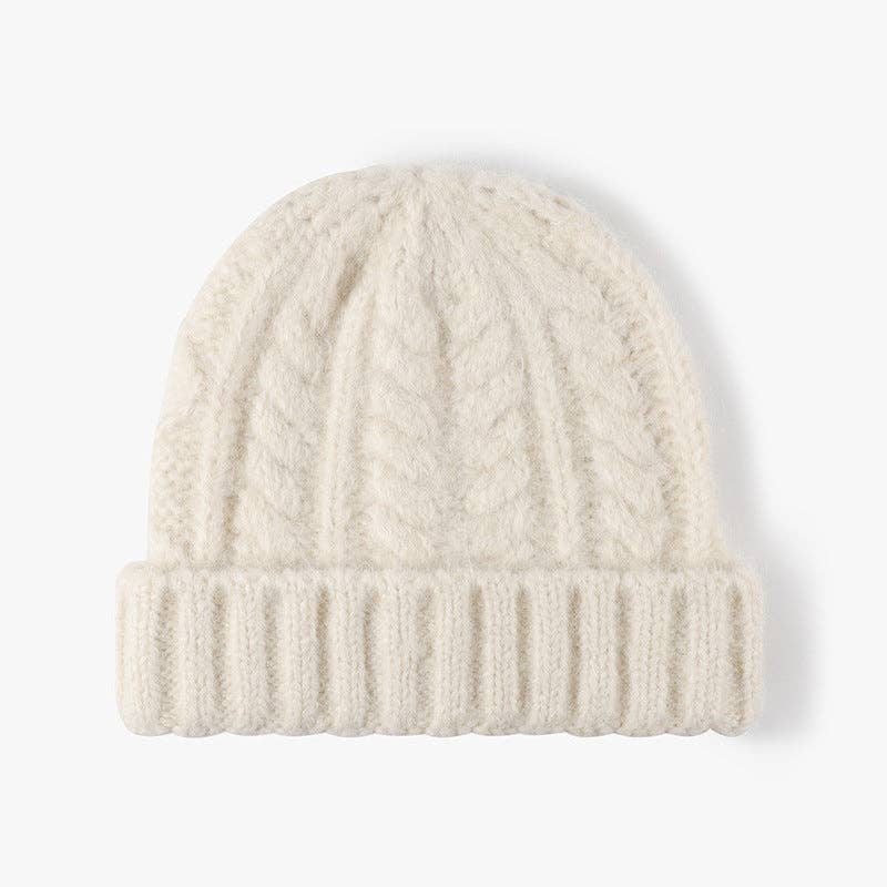 Solid Knit Jacquard Beanie