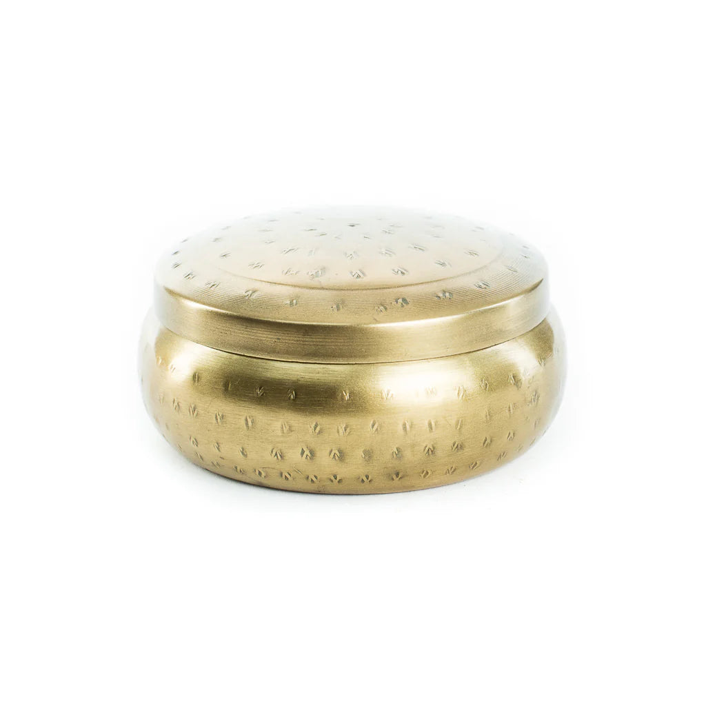 BRASS HAMMERED TRINKET CONTAINER