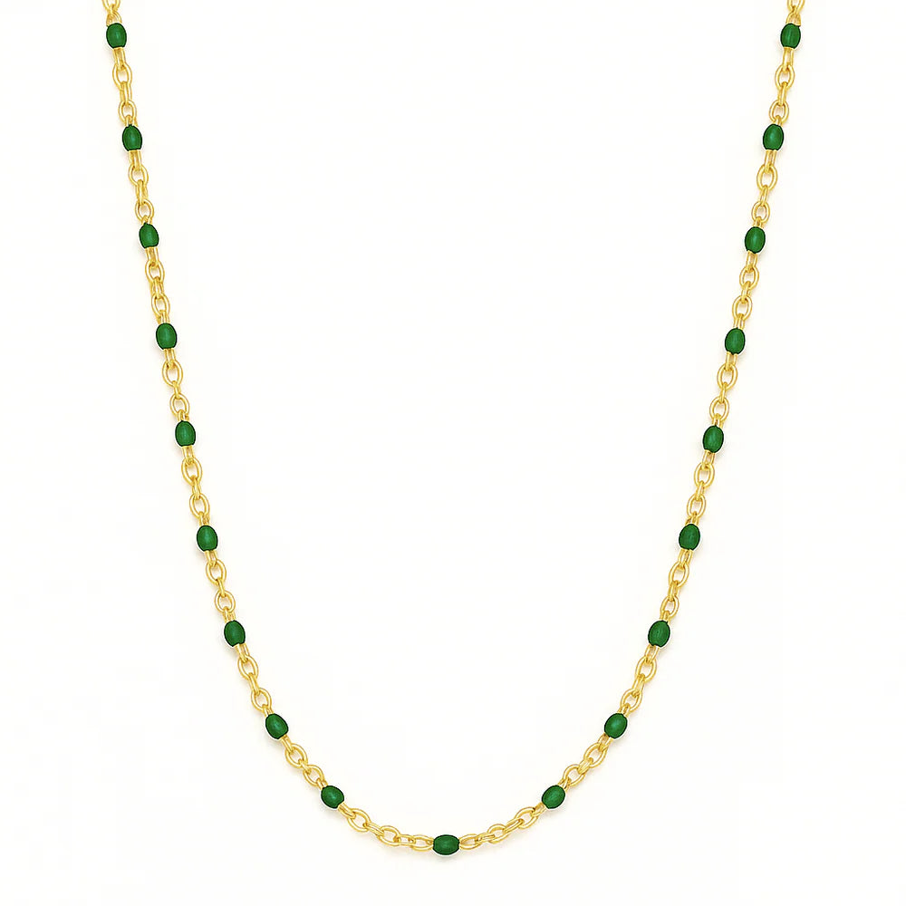 Evie Green Dainty Enamel Beaded Necklace