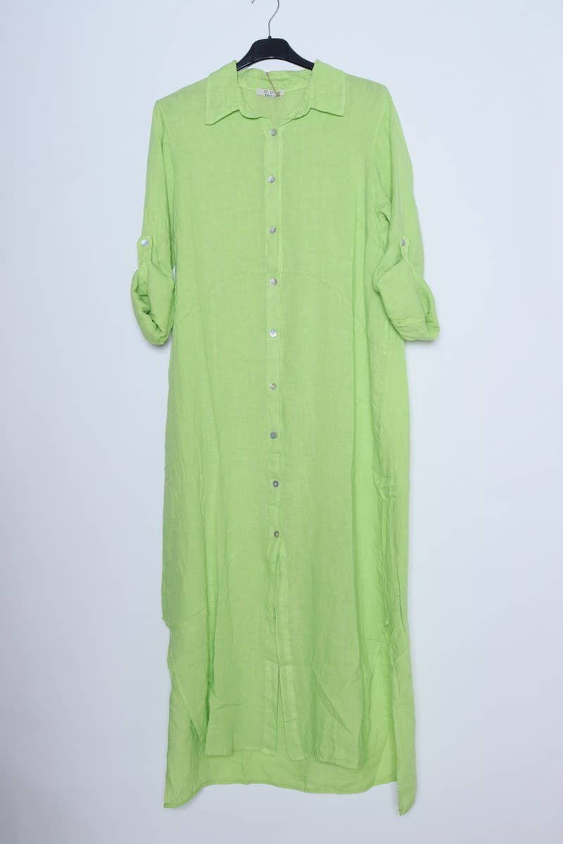 Linen long shirt dress