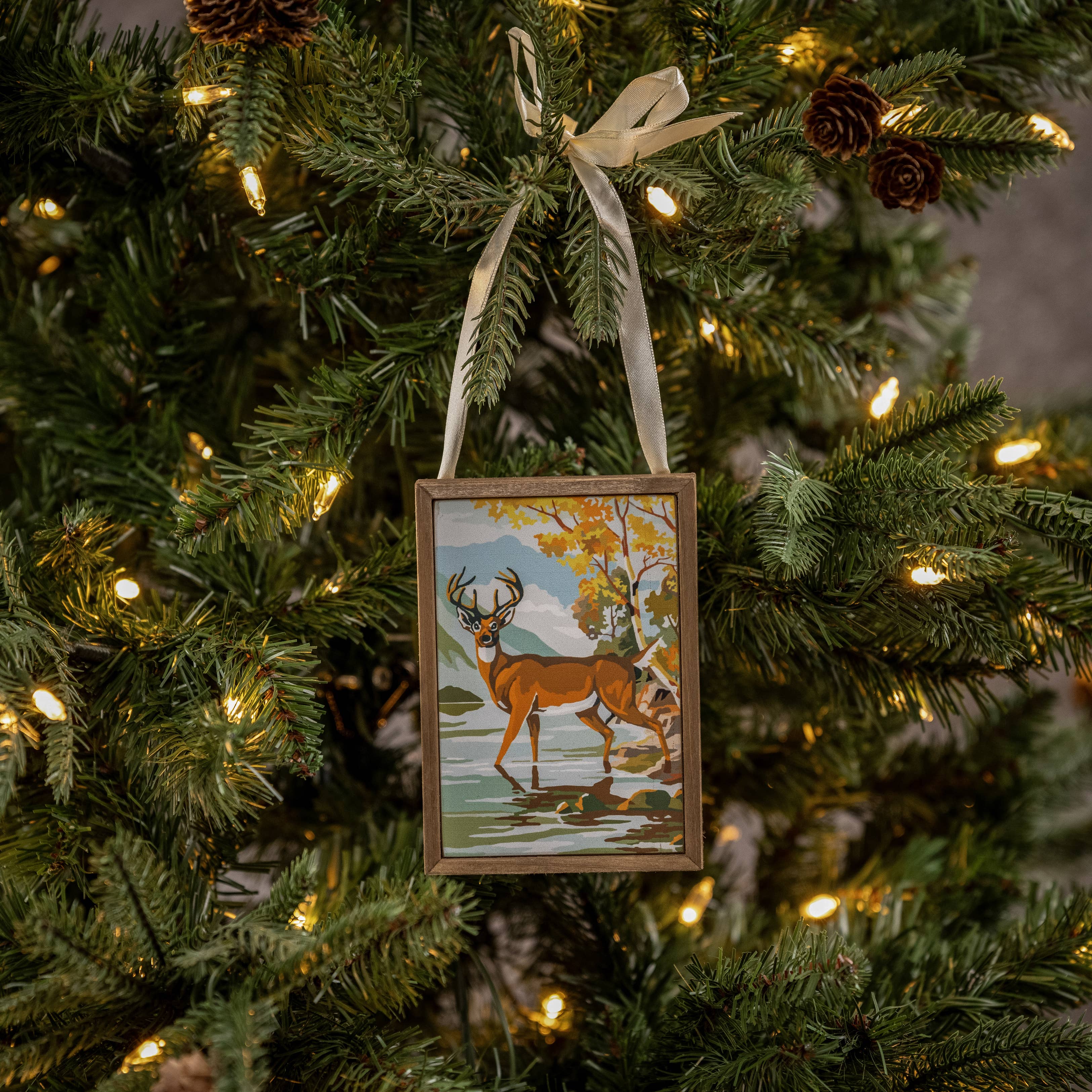 DEER BY THE WATER PAINT BY NUMBER ORNAMENT