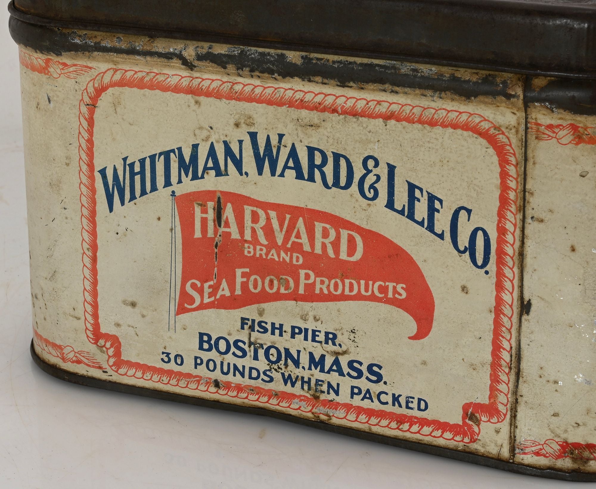 Vintage Harvard Brand Seafood Products Boston Mass. Tin Container