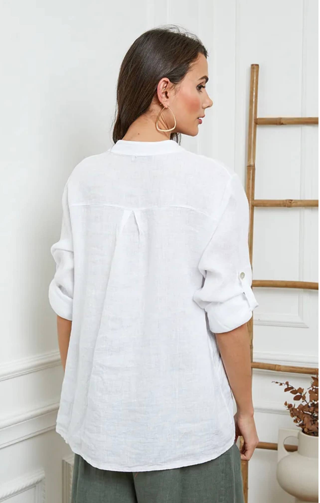 linen blouse with 3/4 sleeves