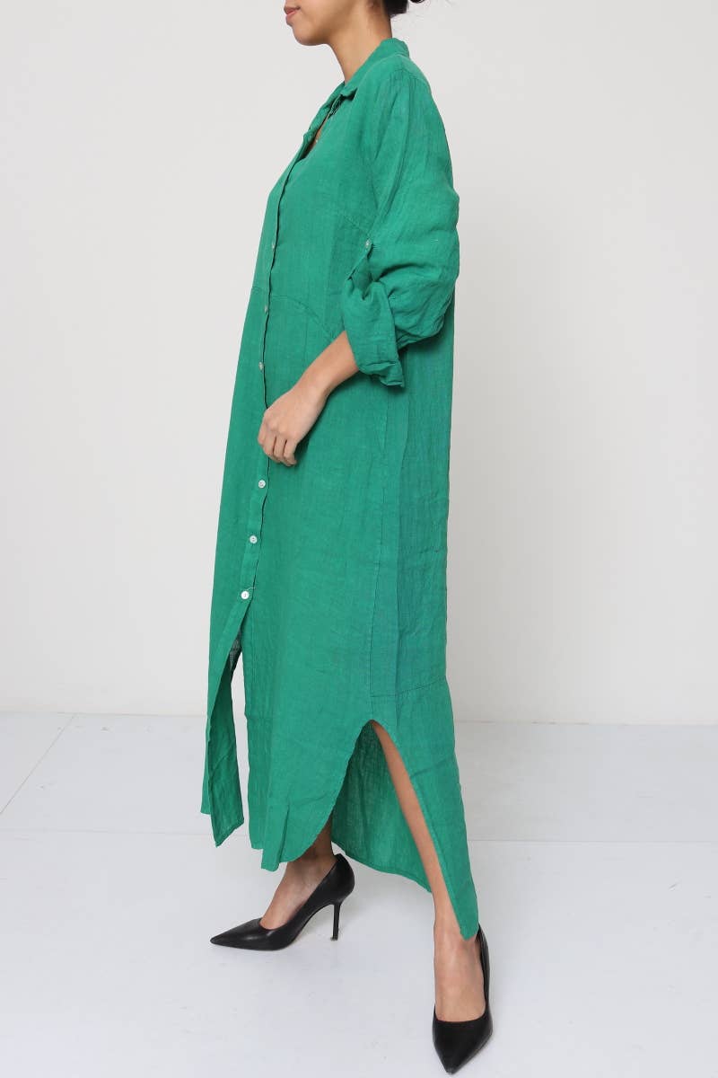Linen long shirt dress