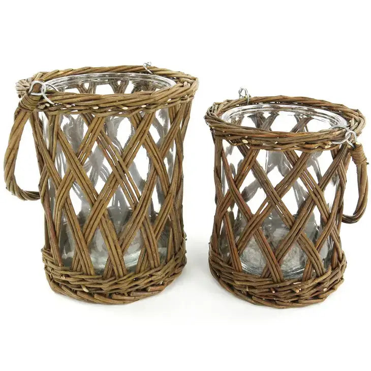 Classic Glass and Wicker Vase