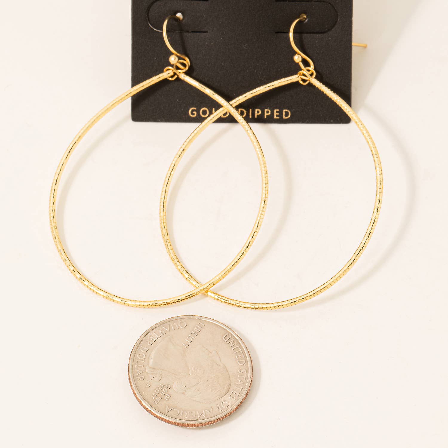 Gold Dipped Textured Tear Hook Drop Earrings