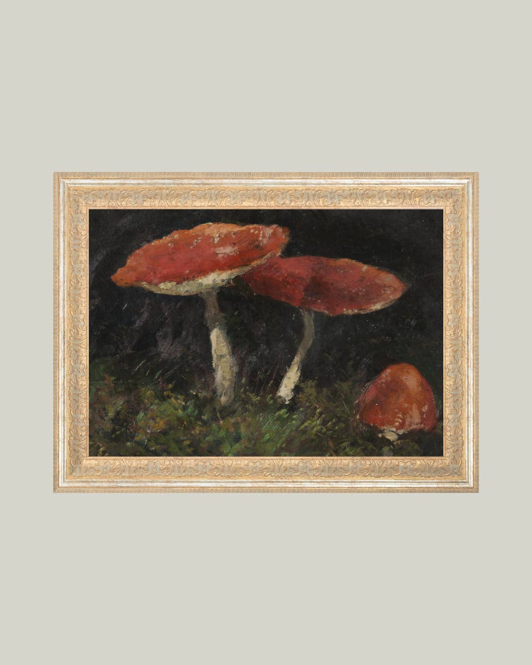 Vintage Mushrooms Framed Antique Art