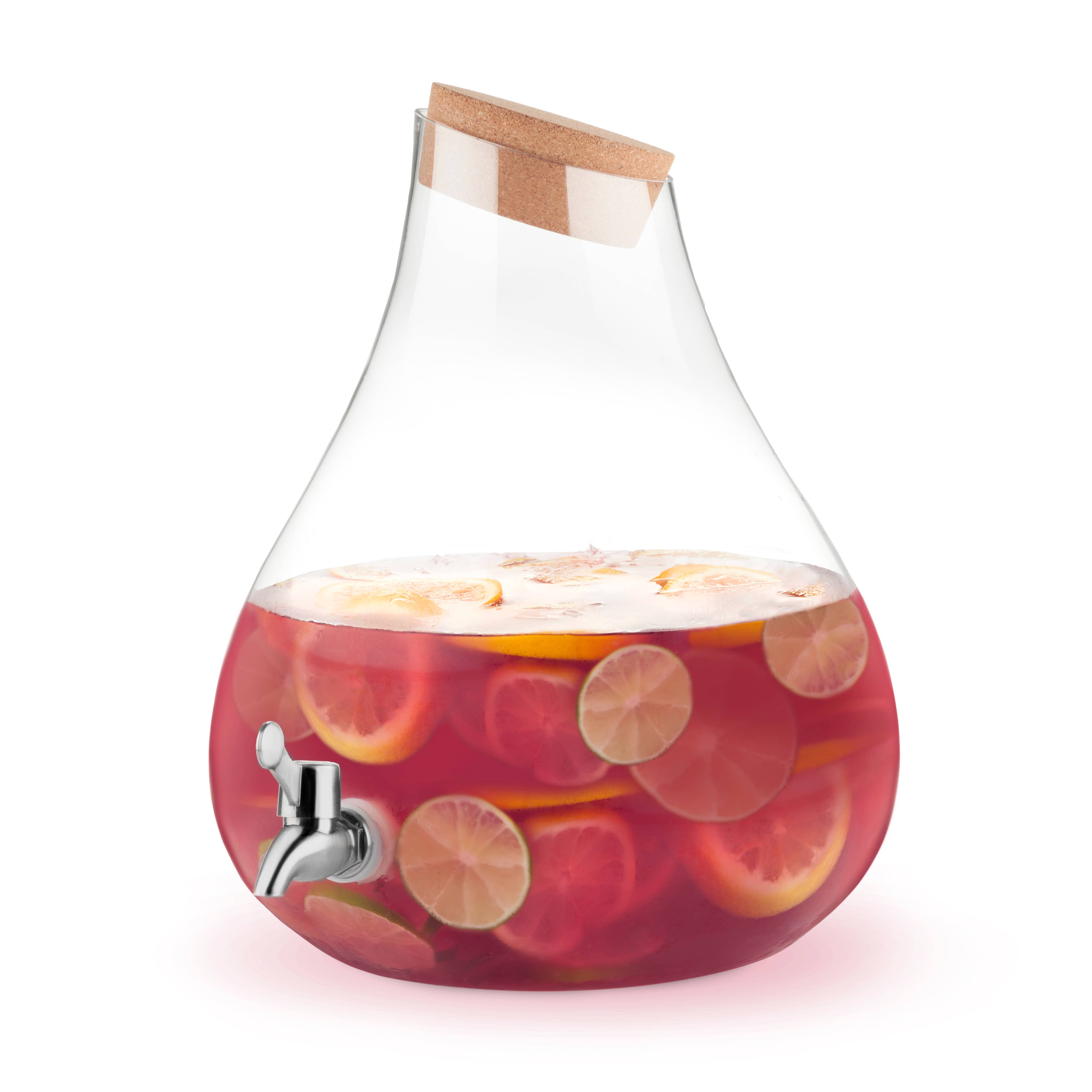 Pearl-Shaped Glass Beverage Dispenser w/ Cork Stopper
