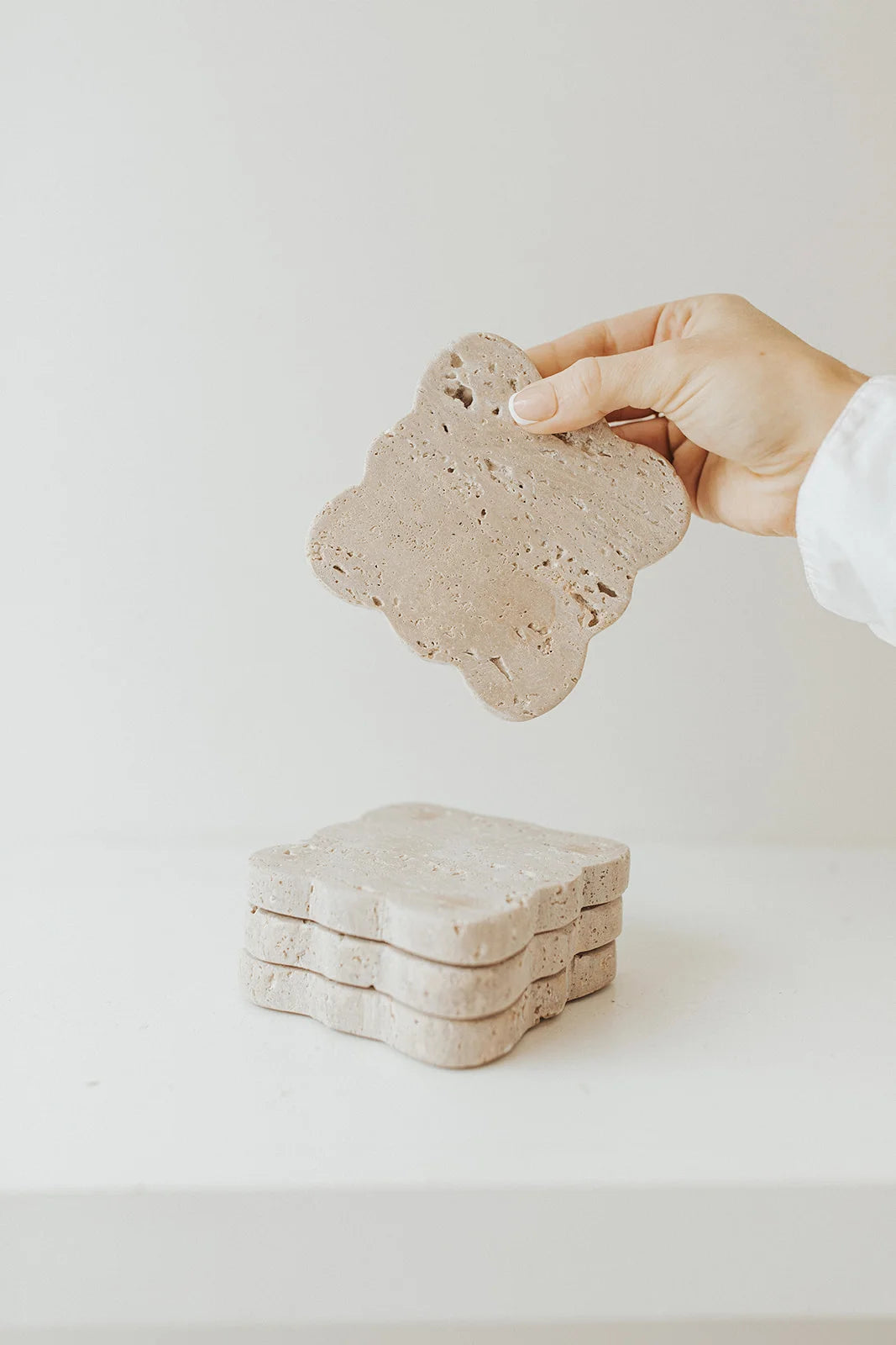 Scalloped Travertine Coasters