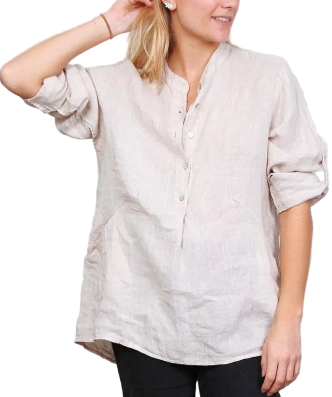 linen blouse with 3/4 sleeves