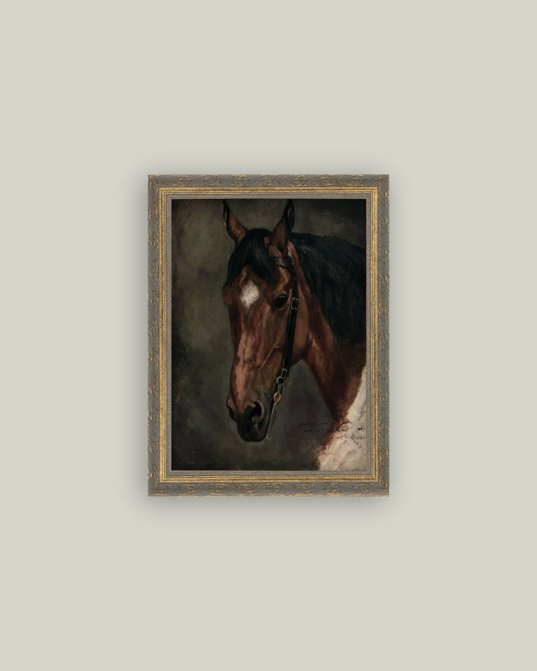 Horse Portrait Framed Antique Art