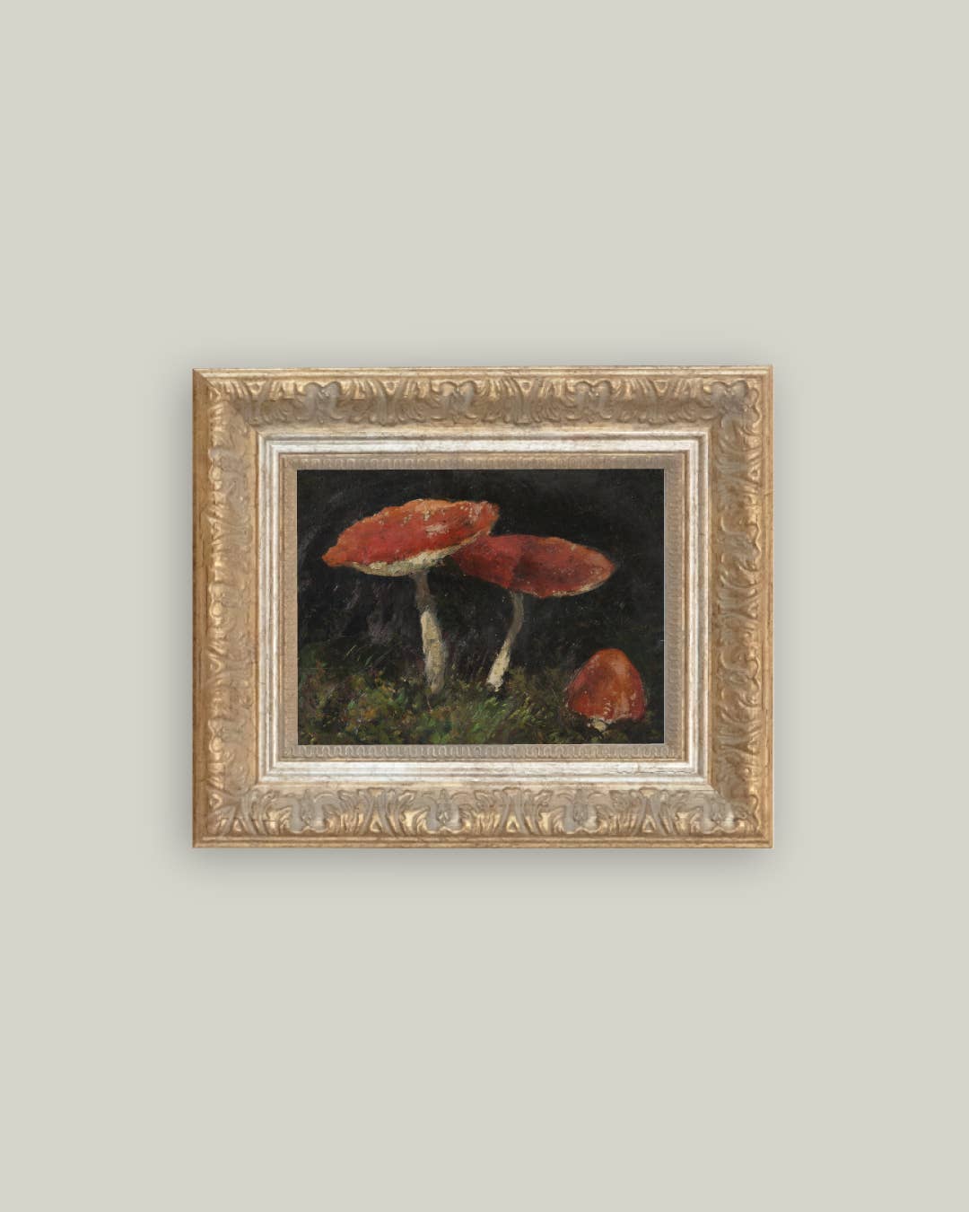 Vintage Mushrooms Framed Antique Art