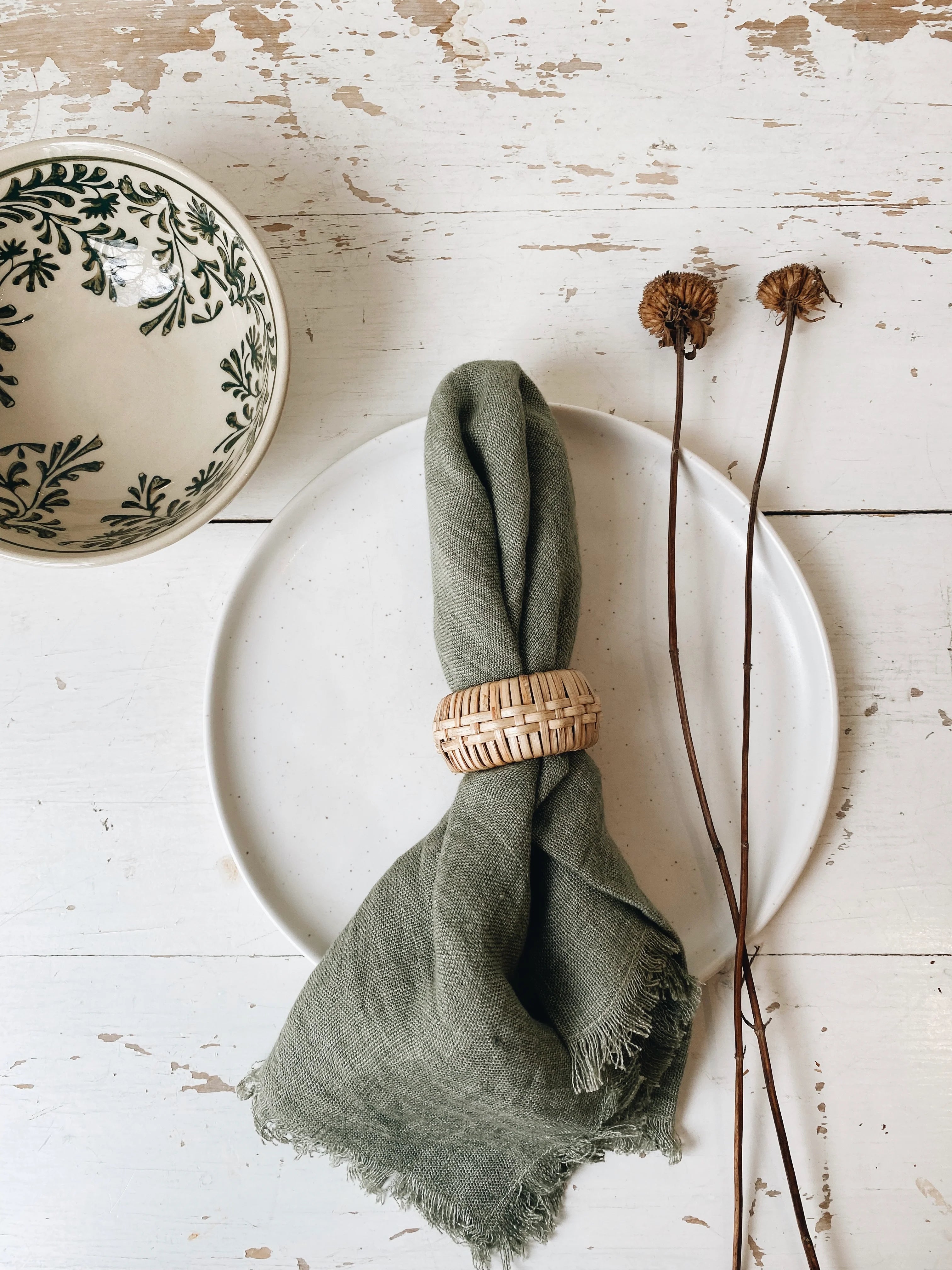Rattan Napkin Rings Set