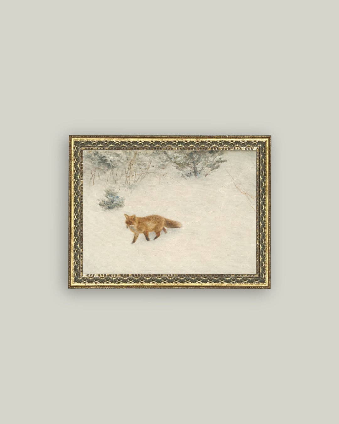 Fox In Winter Framed Antique Art