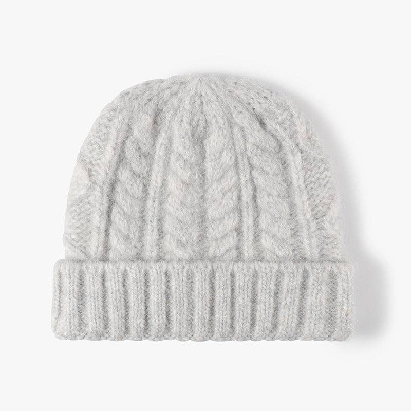 Solid Knit Jacquard Beanie