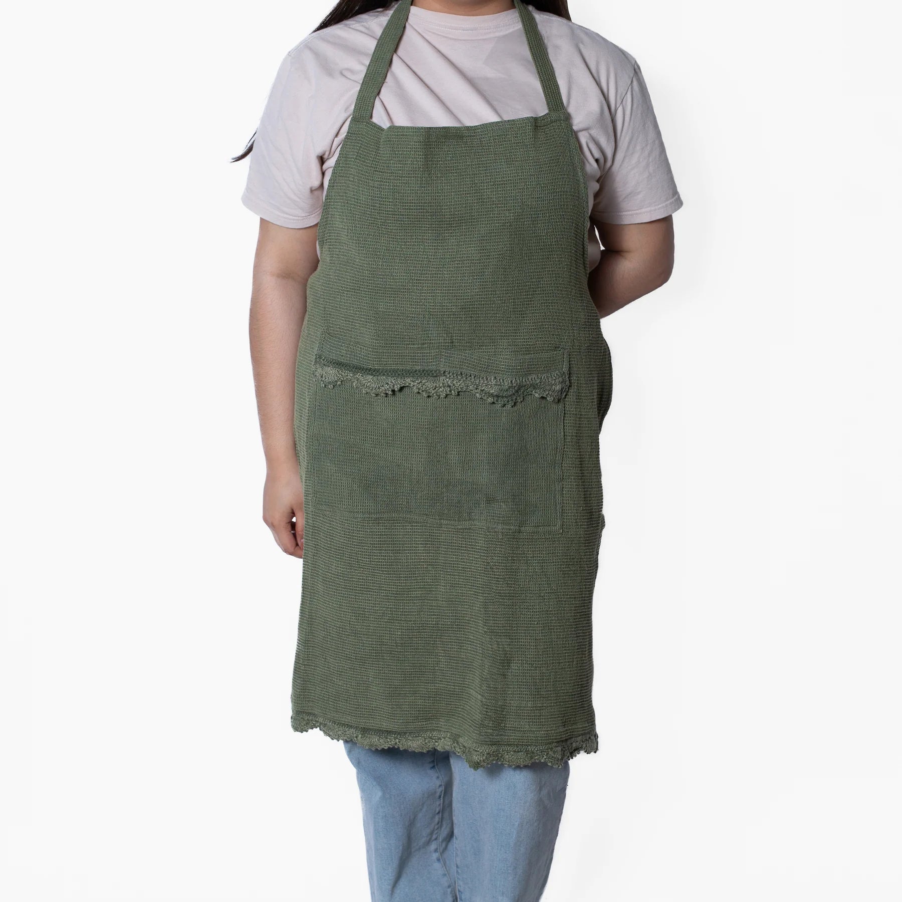 Cotton Waffle Apron w/ Pockets