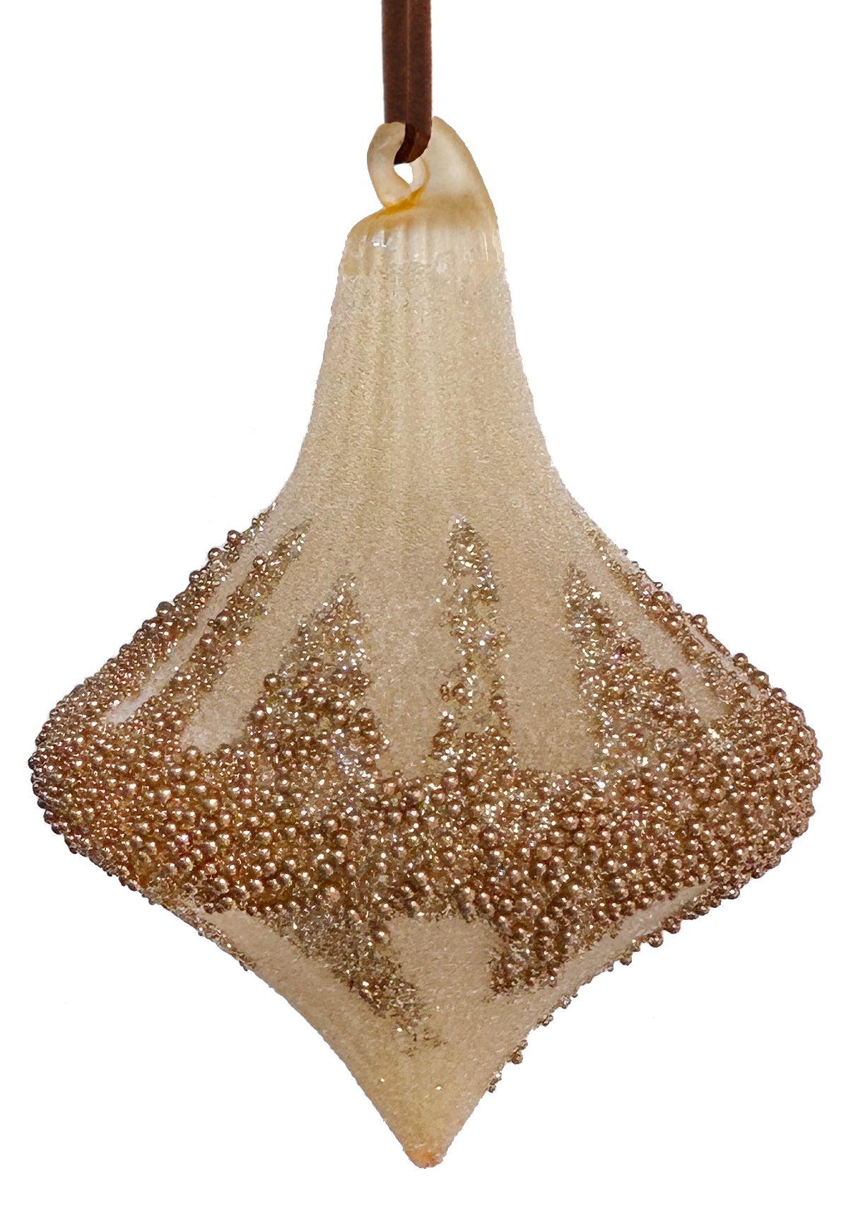 Gold Beaded Drop Orn.