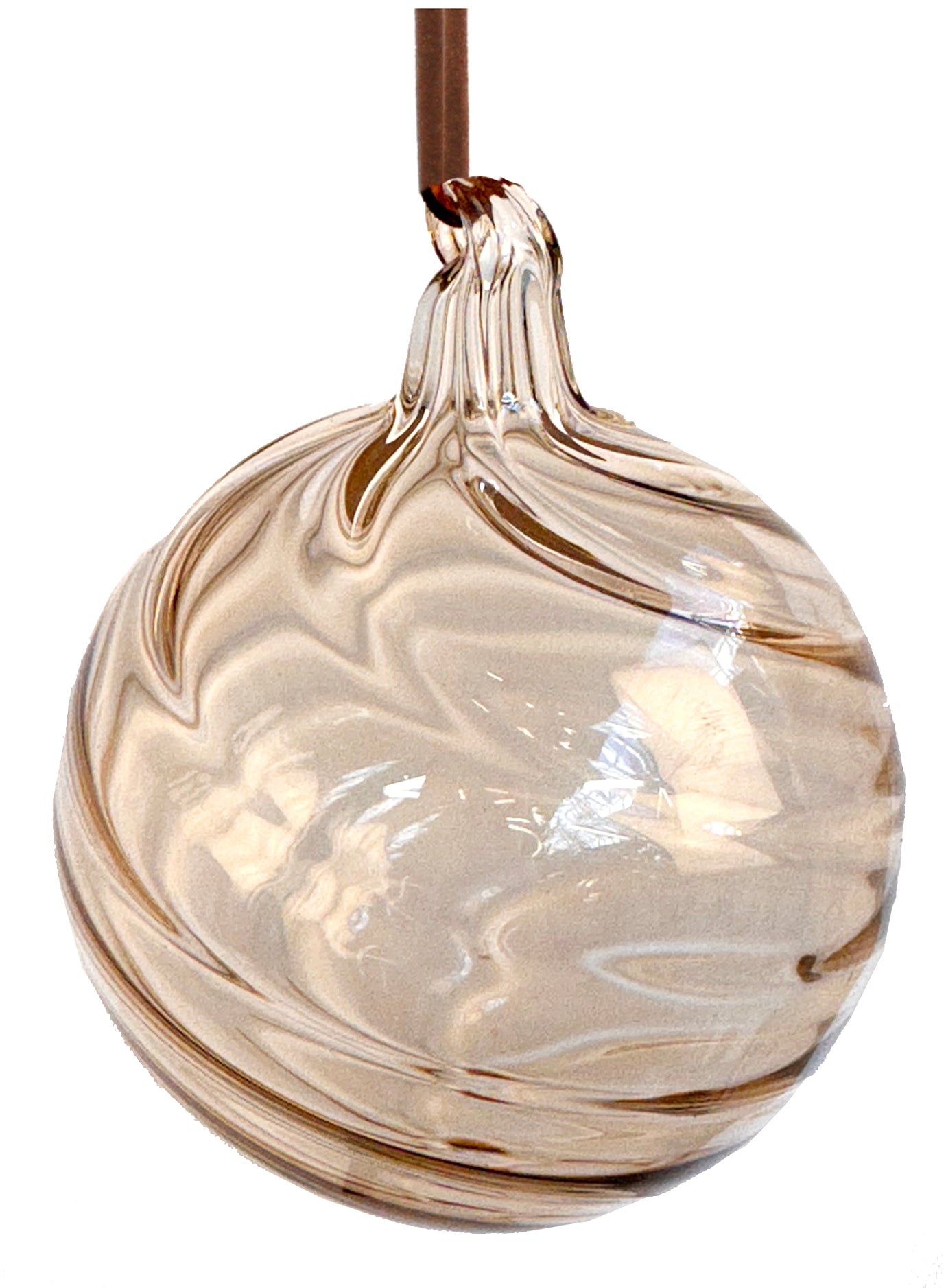 Glass swirl ornament lt brown