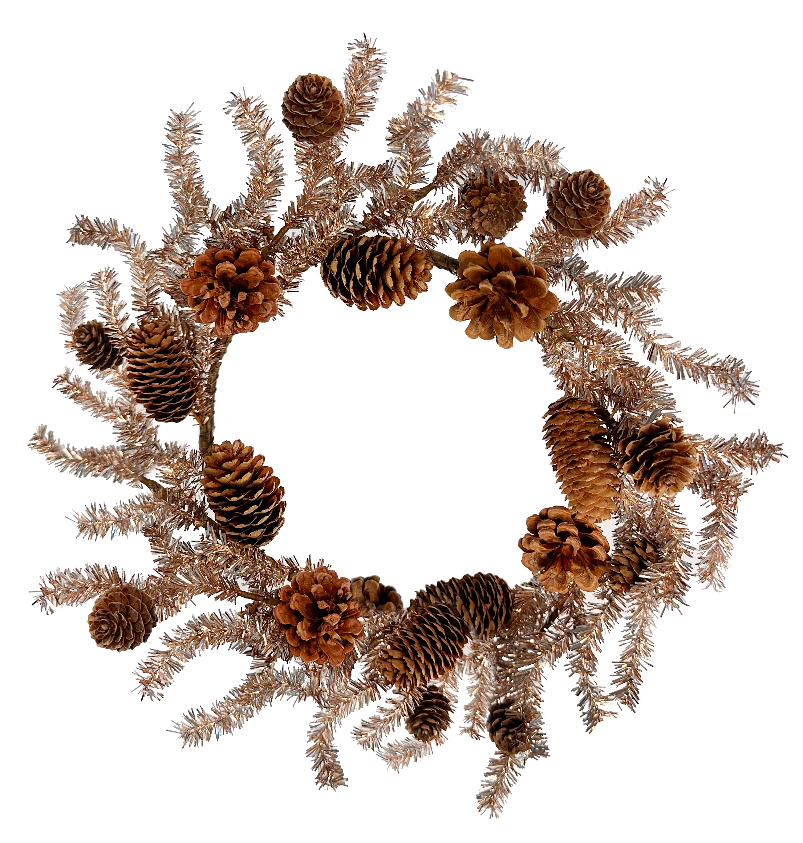 Tinsel wreath with cones