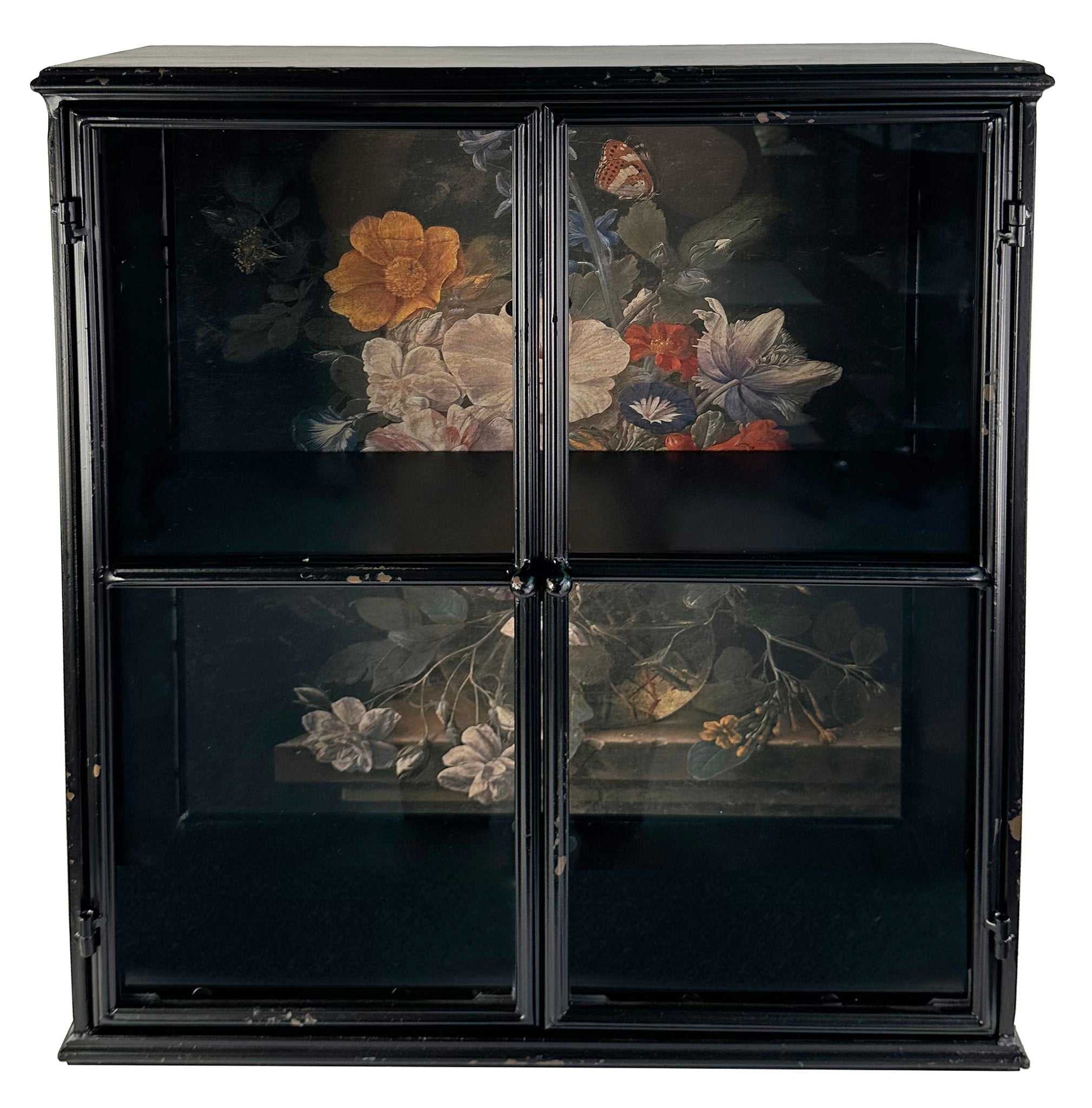 Metal cabinet with floral painting