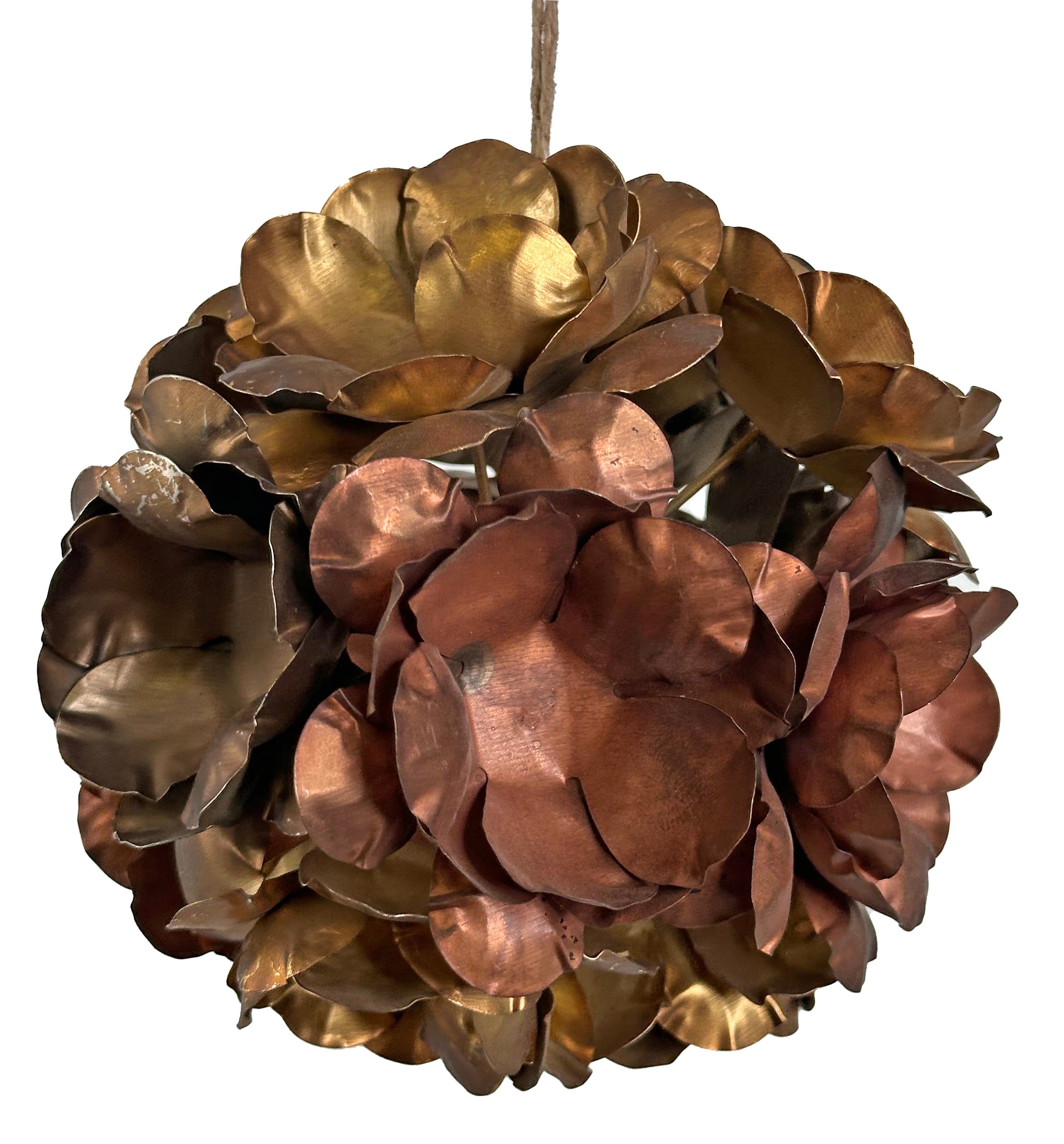 Metal flower ball antique gold-brass-copper 13cm