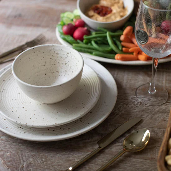 Ribbed Speckled Ceramic Plate