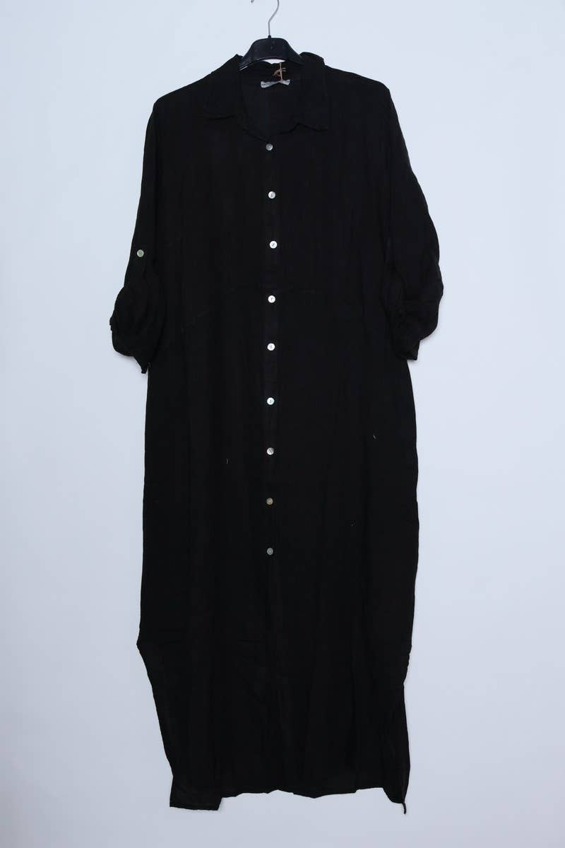 Linen long shirt dress