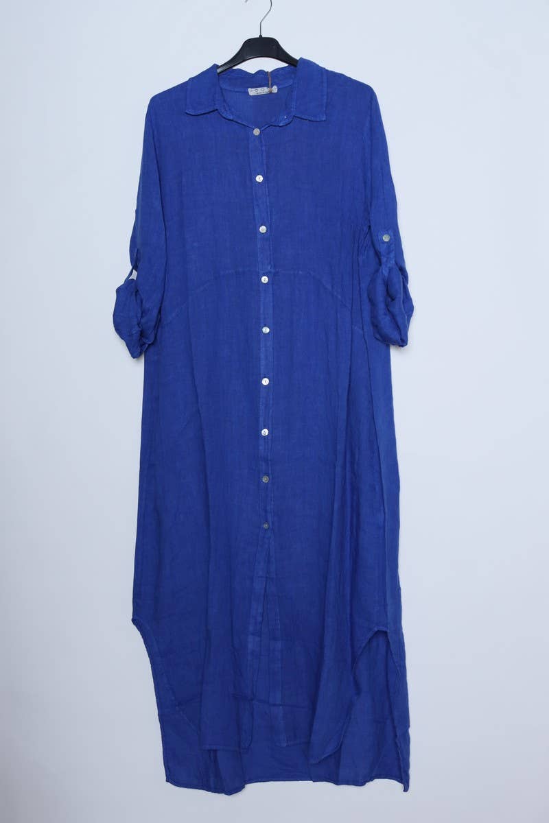 Linen long shirt dress