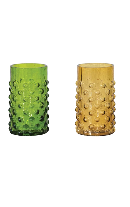 Colored Hobnail Drinking Glass