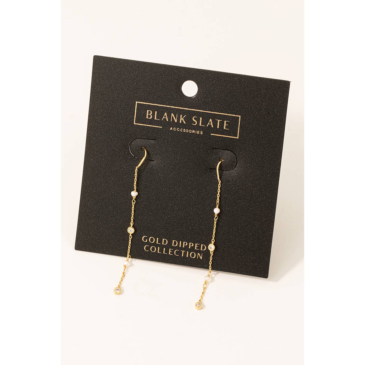 Gold Dipped Pearl Dangle Threader Earrings