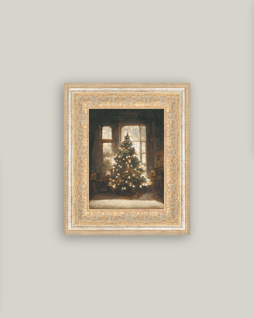 Glowing Christmas Tree Framed Antique Art