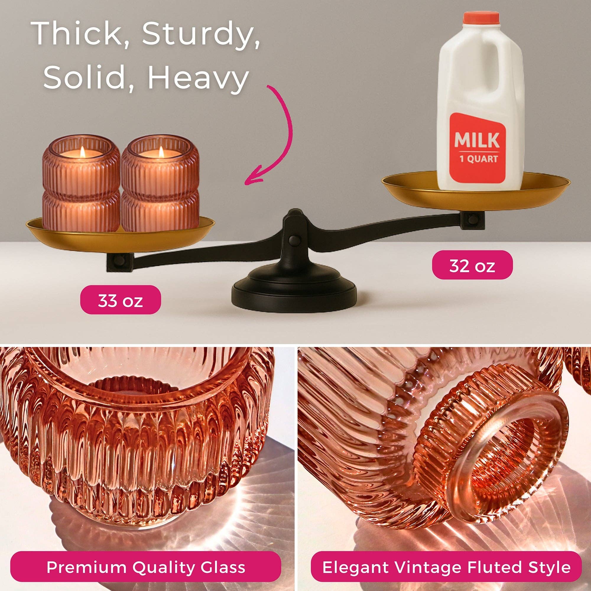 Fluted Glass Taper Holder