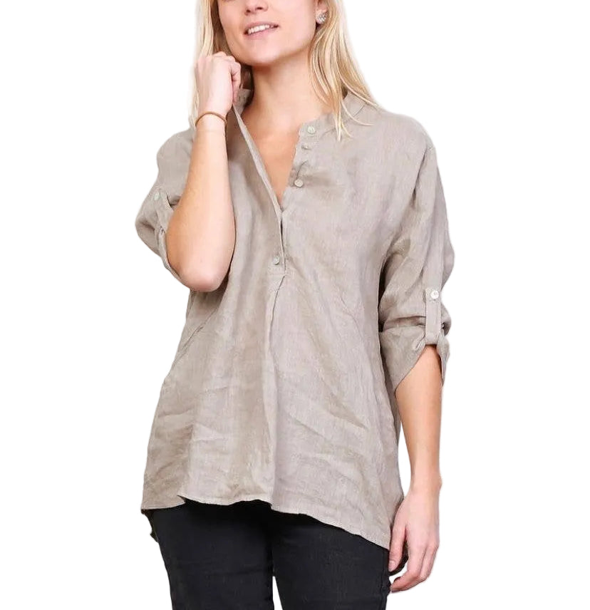 linen blouse with 3/4 sleeves