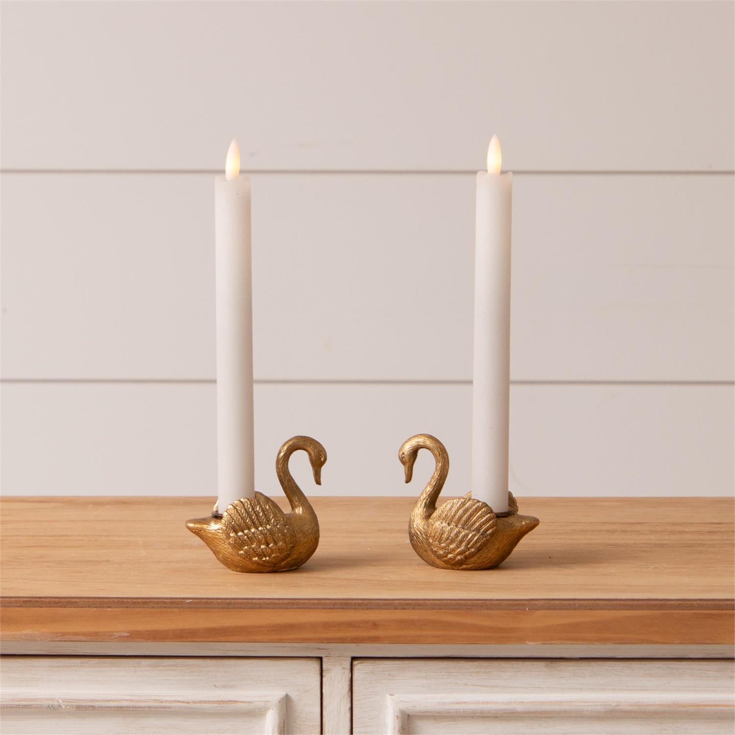 Gold Swan Taper Holder