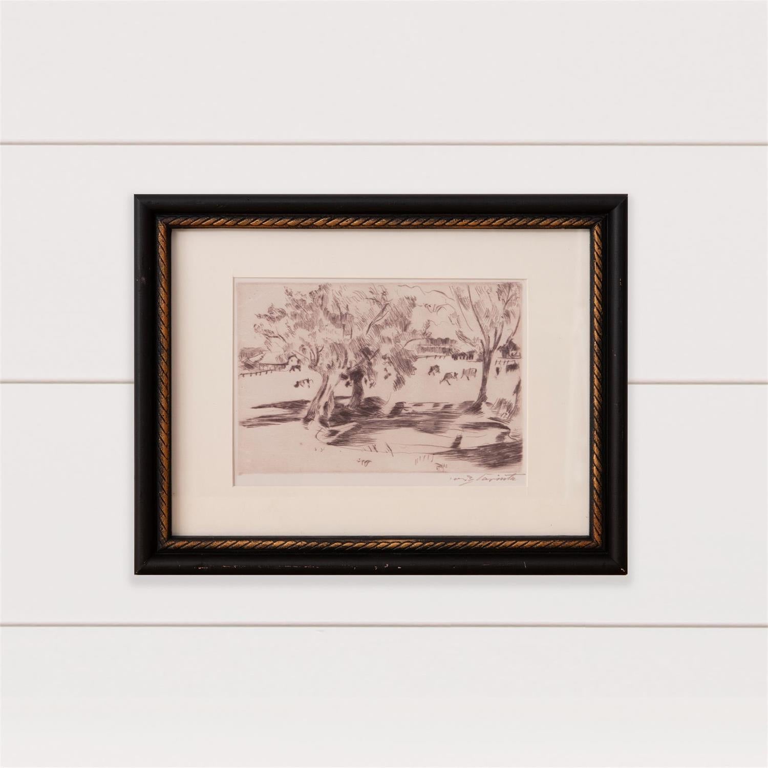 Vintage Homestead Sketch Framed Print