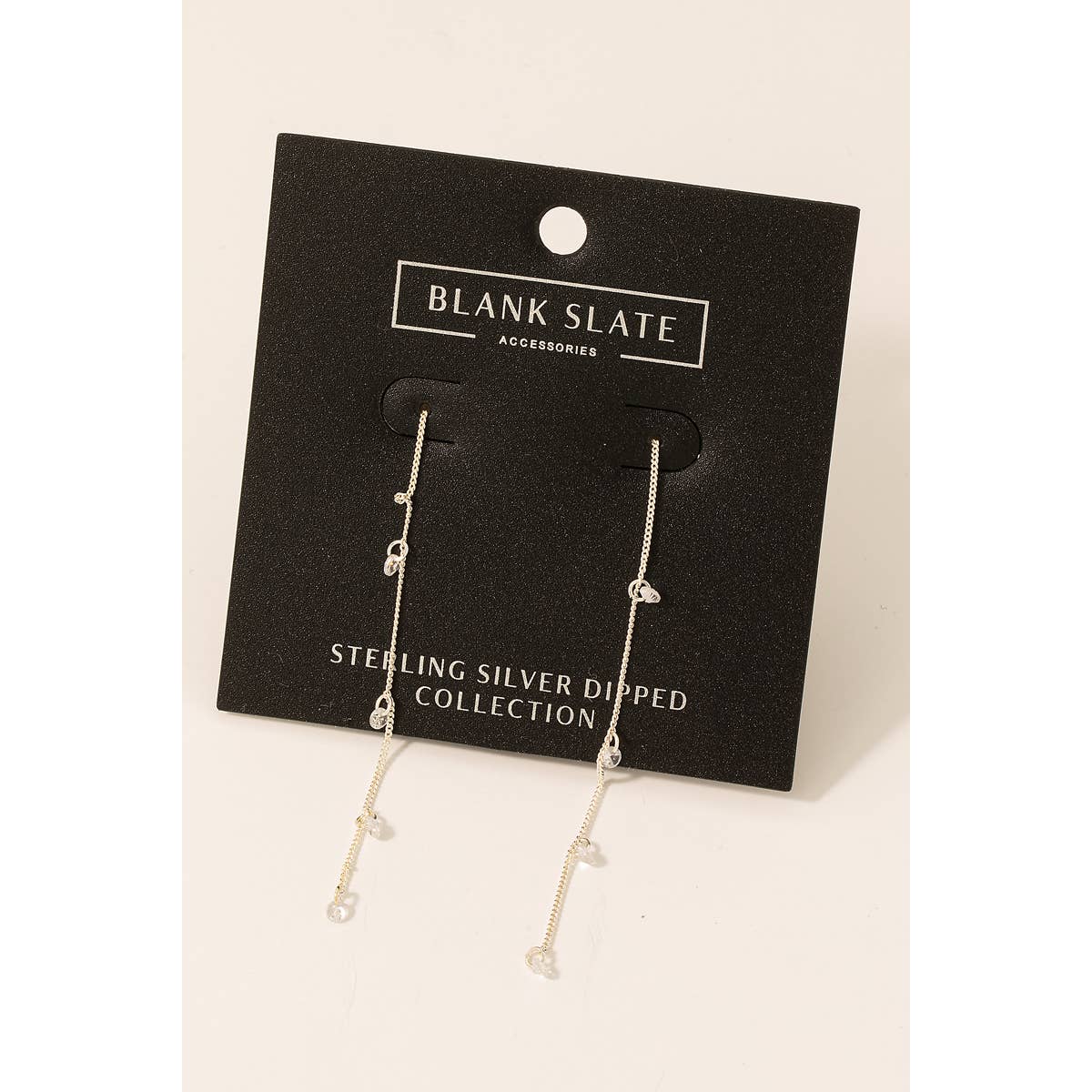 Gold Dipped Mini Gem Chain Threader Earrings