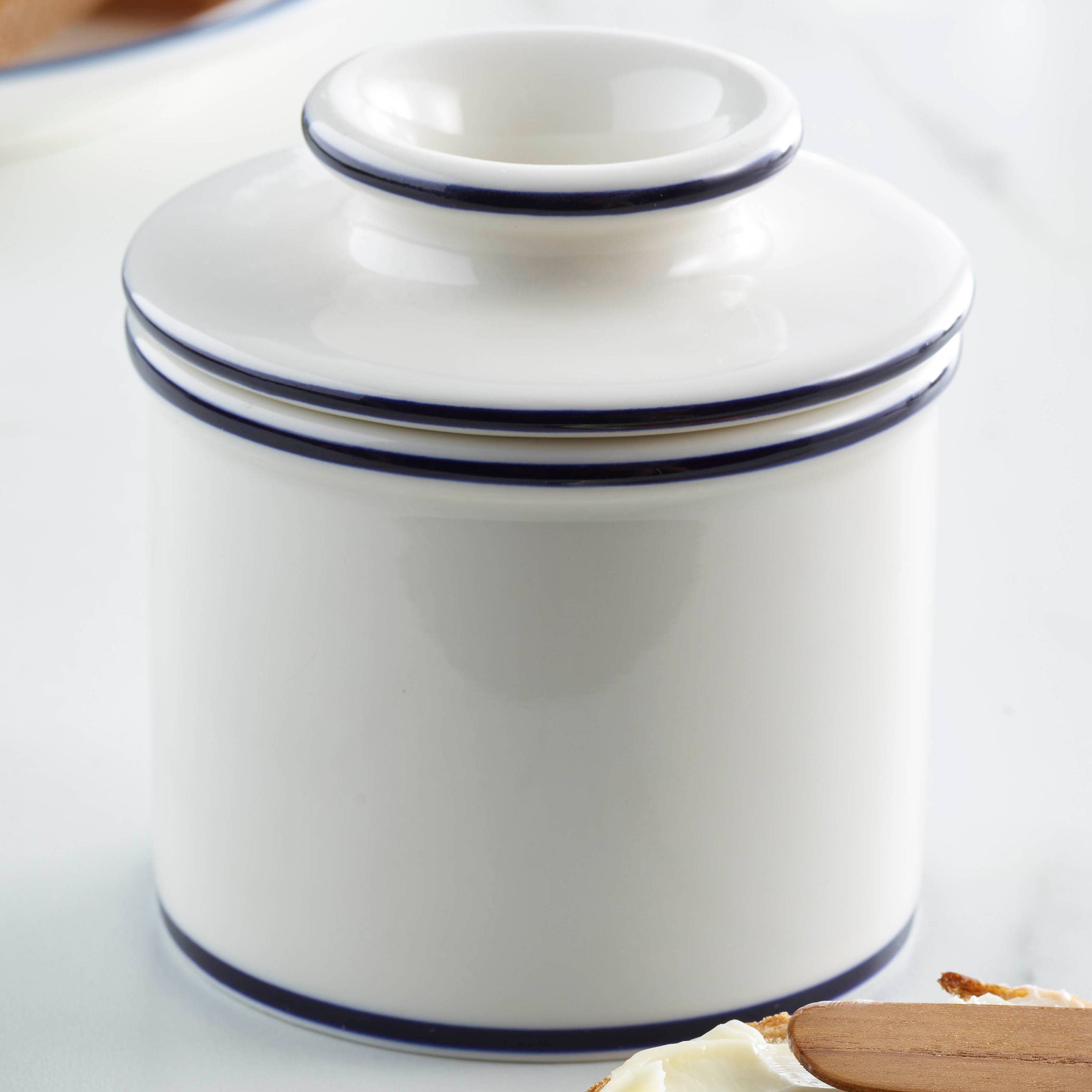 The Original Butter Bell® Crock - Le Bistro Blue Trim