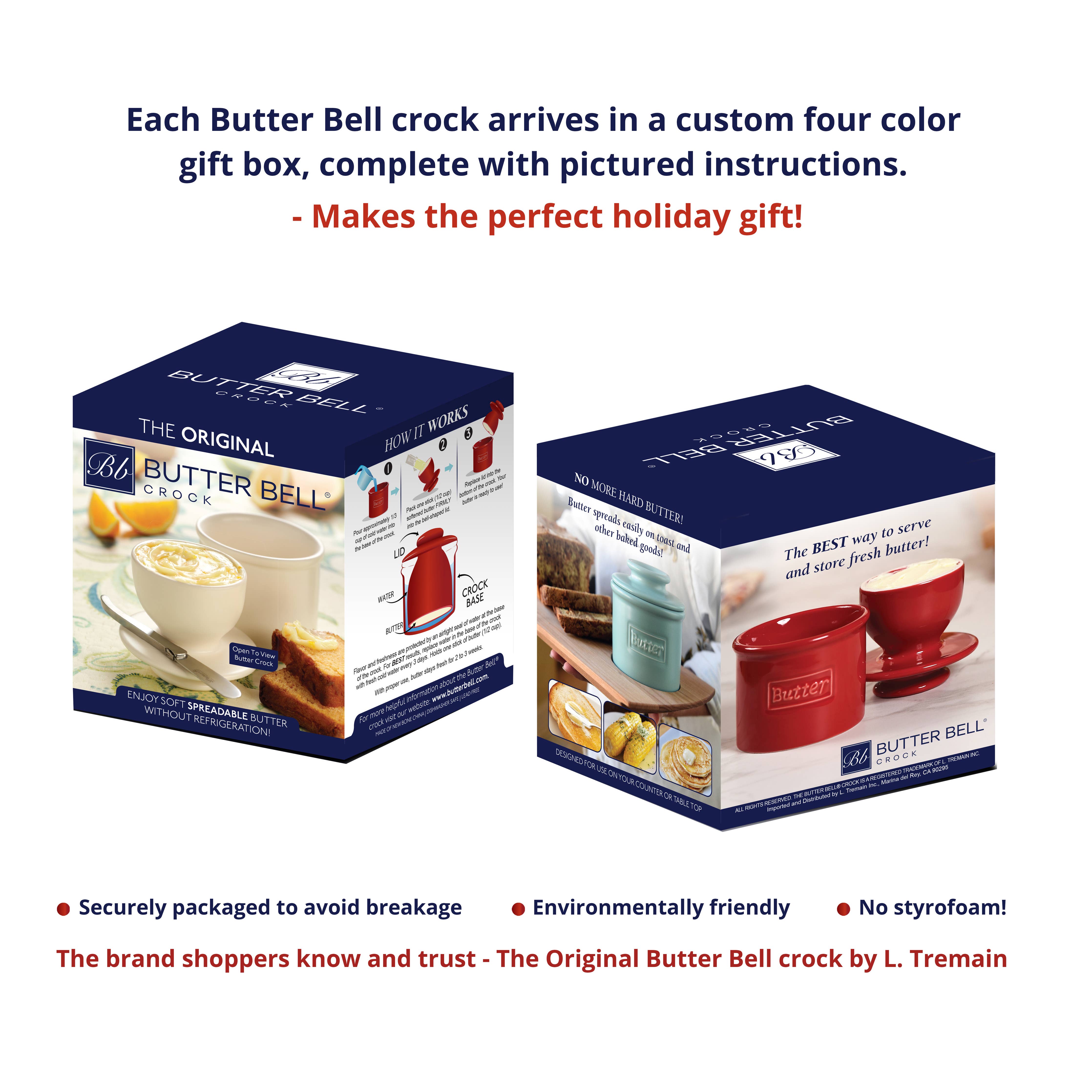 The Original Butter Bell® Crock - Le Bistro Blue Trim