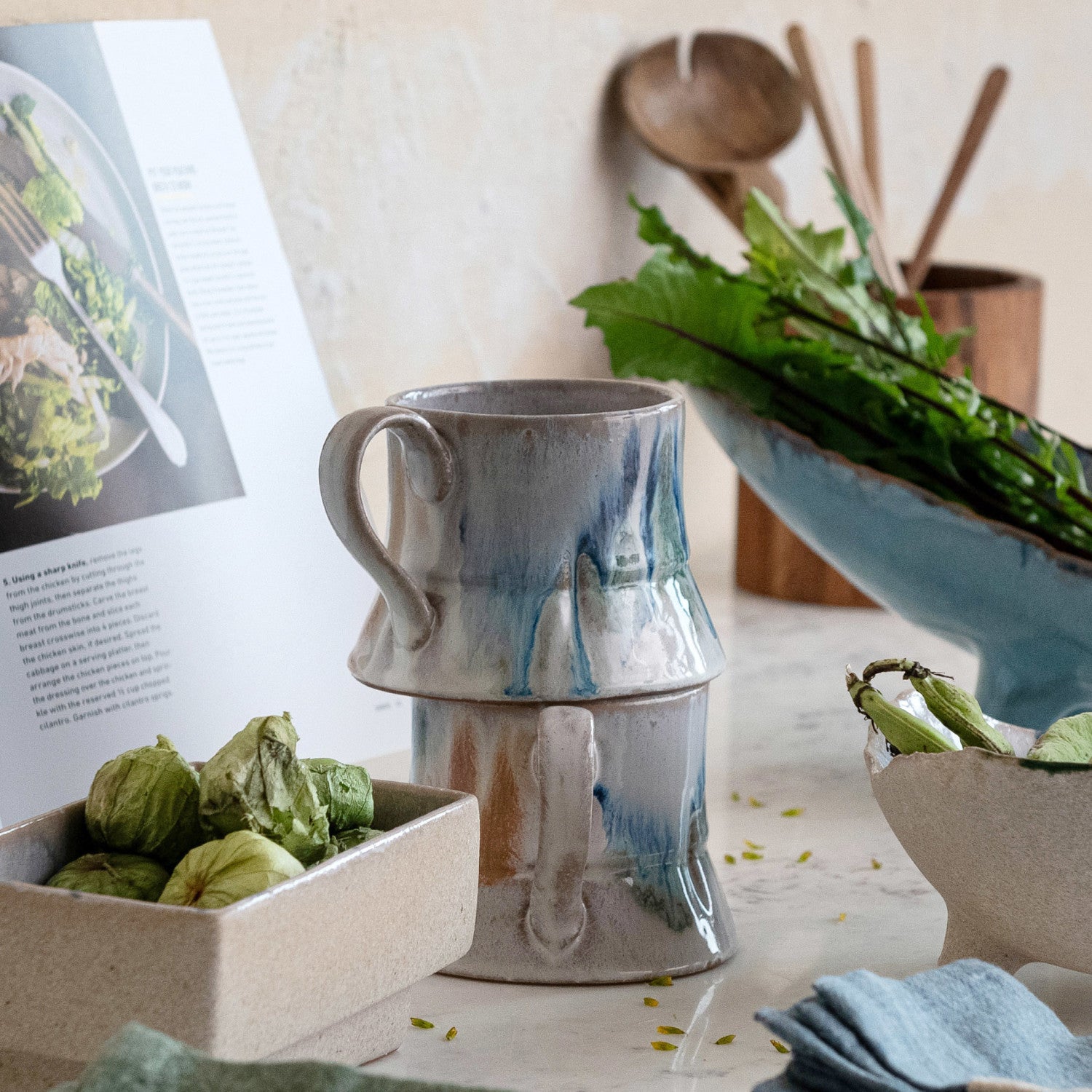 *filament-14 oz. Stoneware Mug, Reactive Glaze (Each One Will Vary)