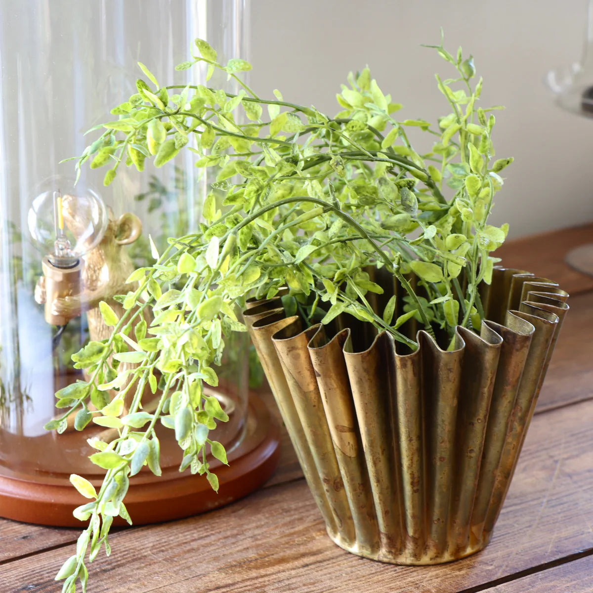 Fluted Brass Planter