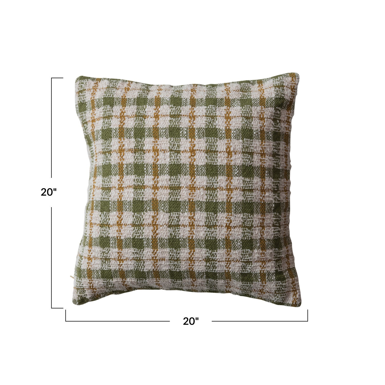 Green Plaid Woven Cotton Pillow