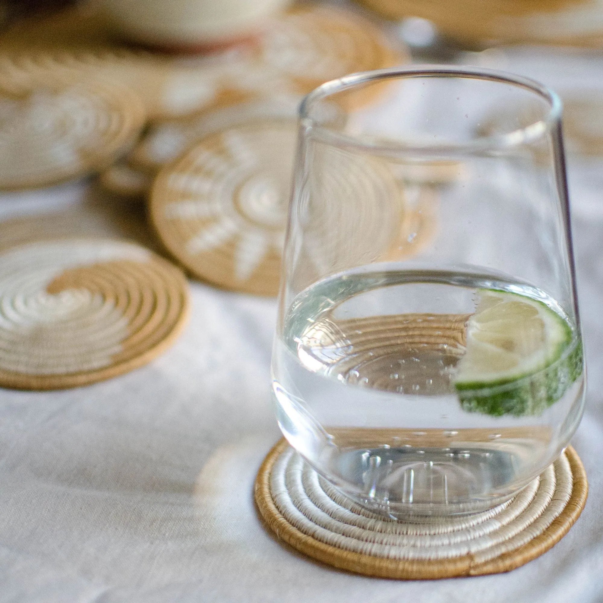 Hand woven coasters from Ghana