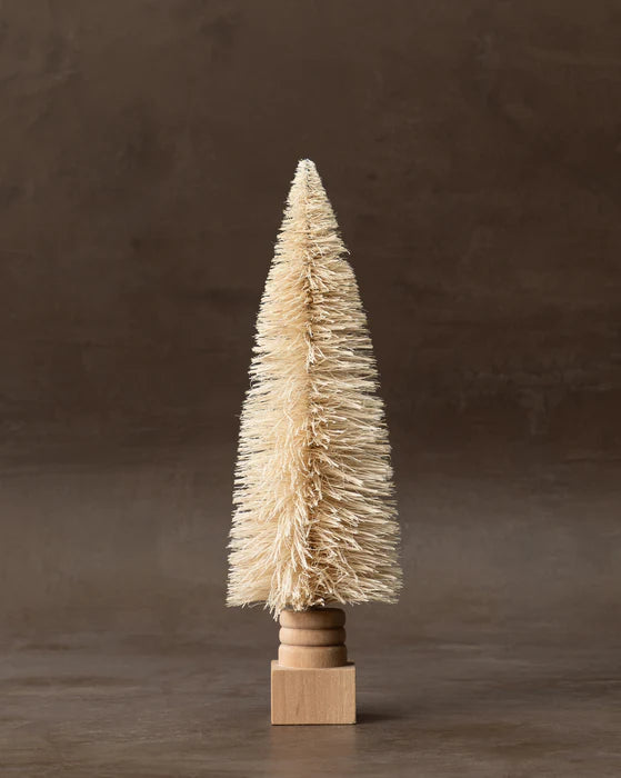 Sisal Bottle Brush Tree with Carved Base